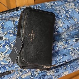 Kate Spade Staci Dual Air Crossbody Black Saffiano Leather Bag NWT